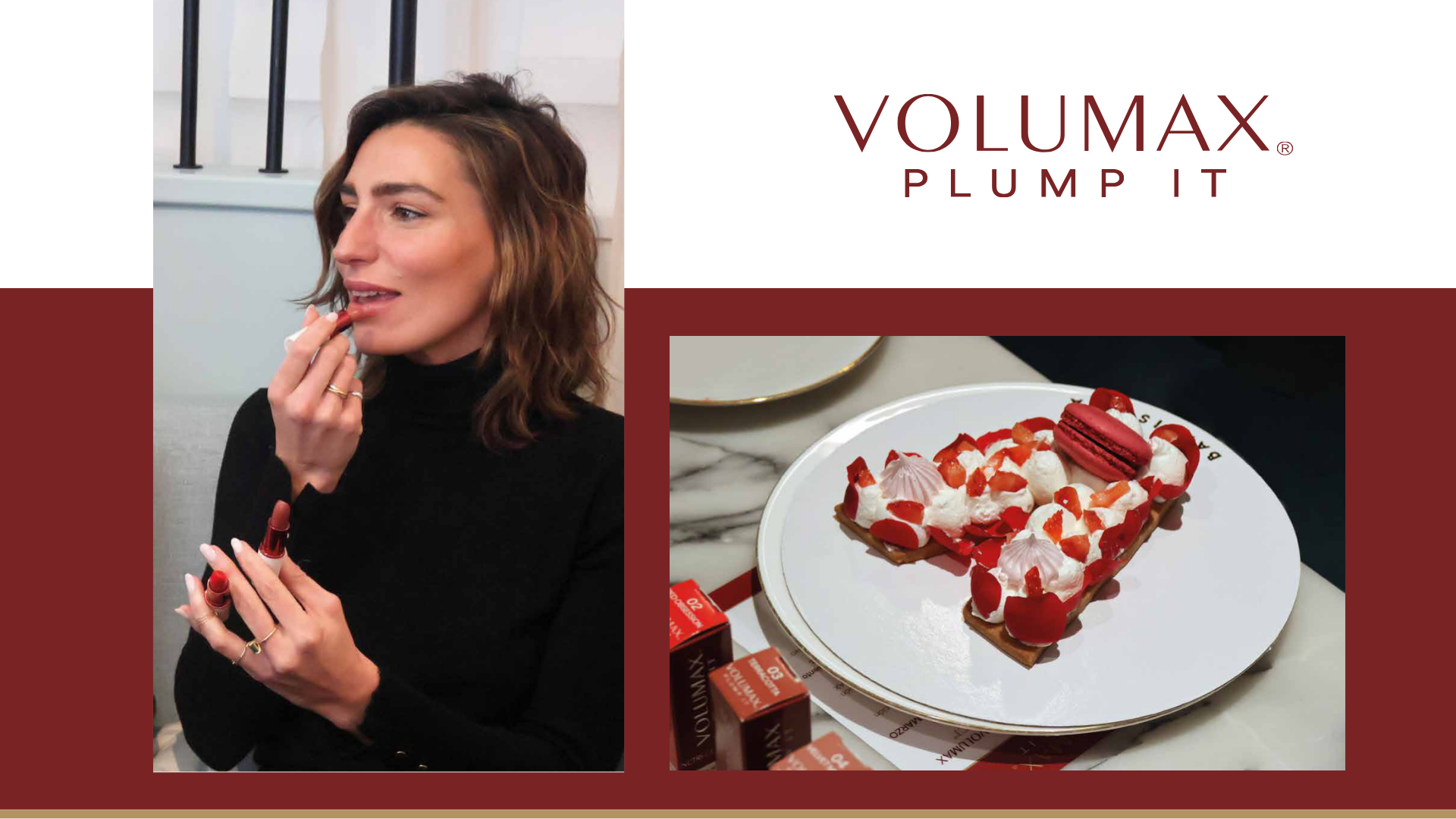 Phergal Laboratories presents Volumax Plump It: fuller lips, no needles, just science.